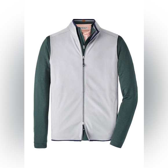 Peter Millar Gale Gray Thermal Flow Micro Fleece Full-Zip Vest MF23EZ39